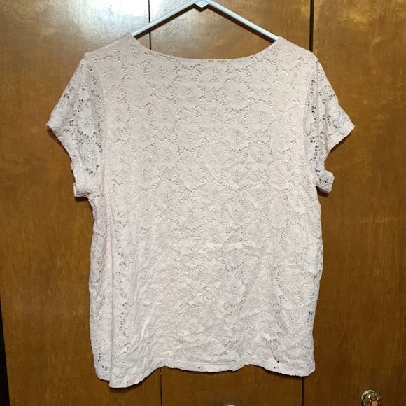 ELLEN TRACY - LIGHT PINK BEAUTIFUL LACE SHIRT (1X) - Picture 5 of 10